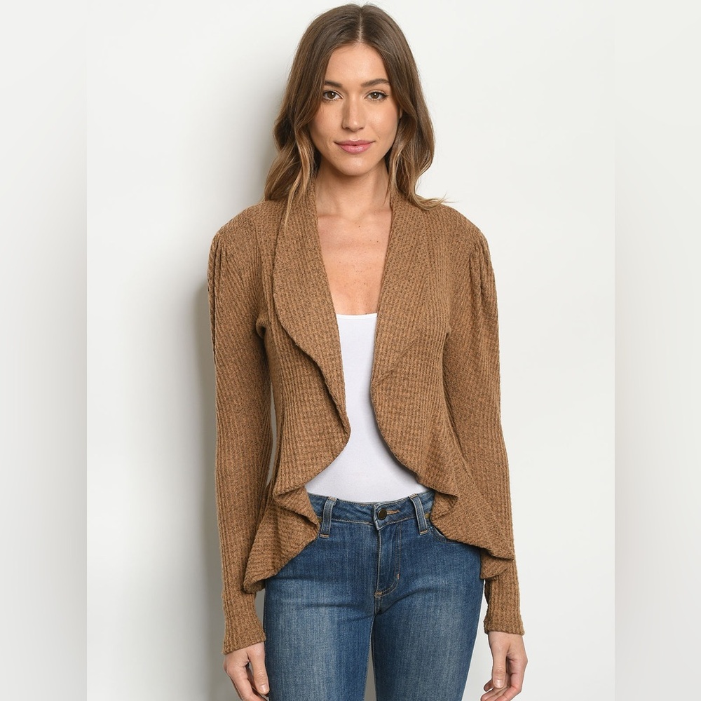 Brown Ribbed Cardigan - Picture 2 of 2
